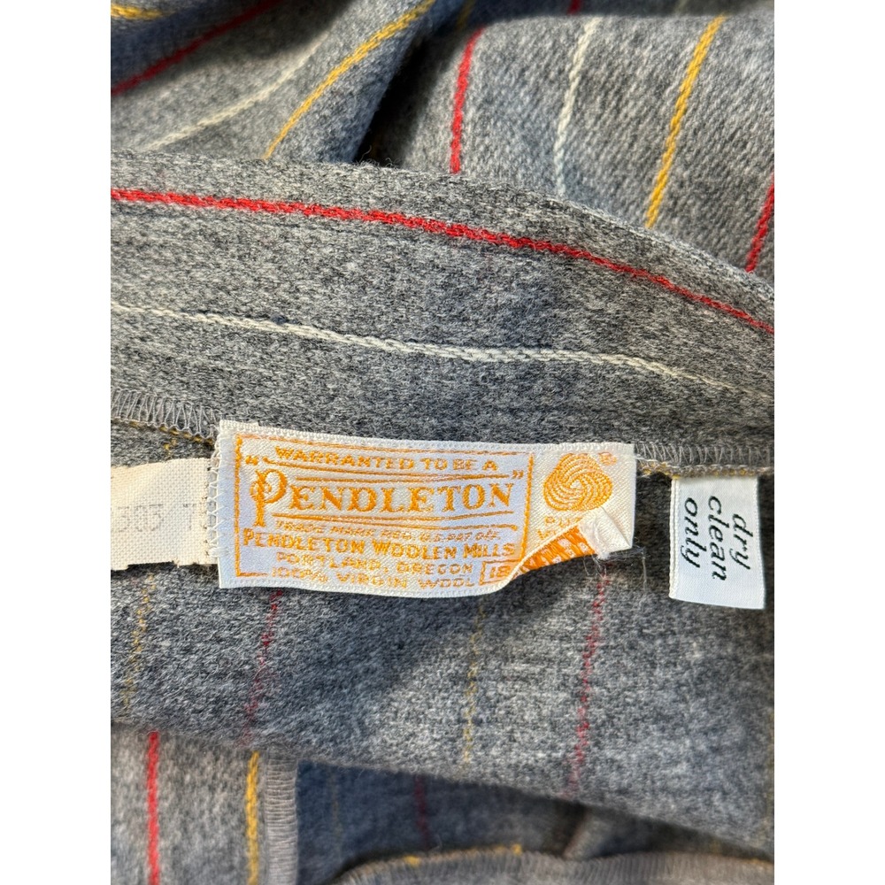 Pendleton Maxi Skirt Women 10 Grey Red Yellow Striped Wool Button Front Vintage - Picture 6 of 9